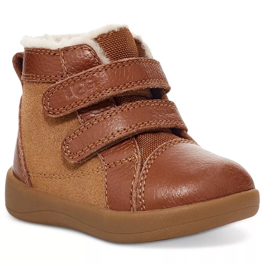 UGG Brown Ankle Boots with Velcro Straps and Non-Slip Sole